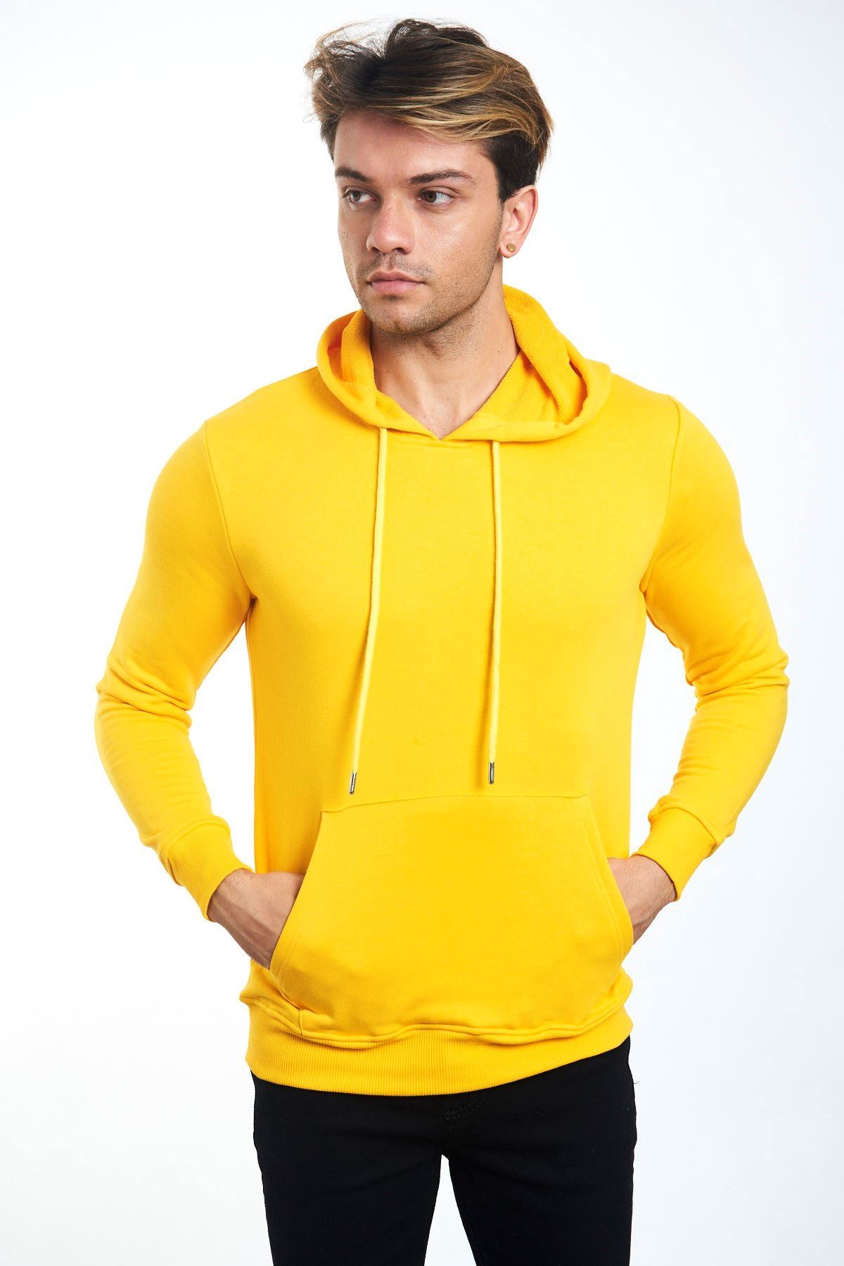 İçi Yünlü Koyu Sarı Erkek Sweatshirt