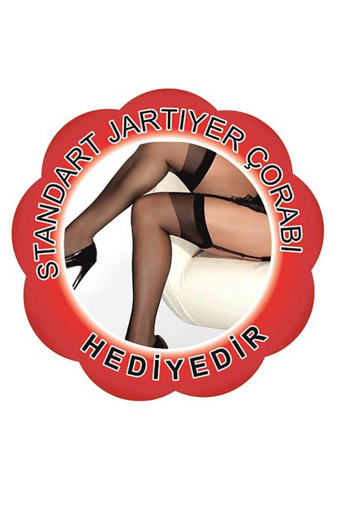 Merry See Kadife Seksi Jartiyer Takım Kırmızı