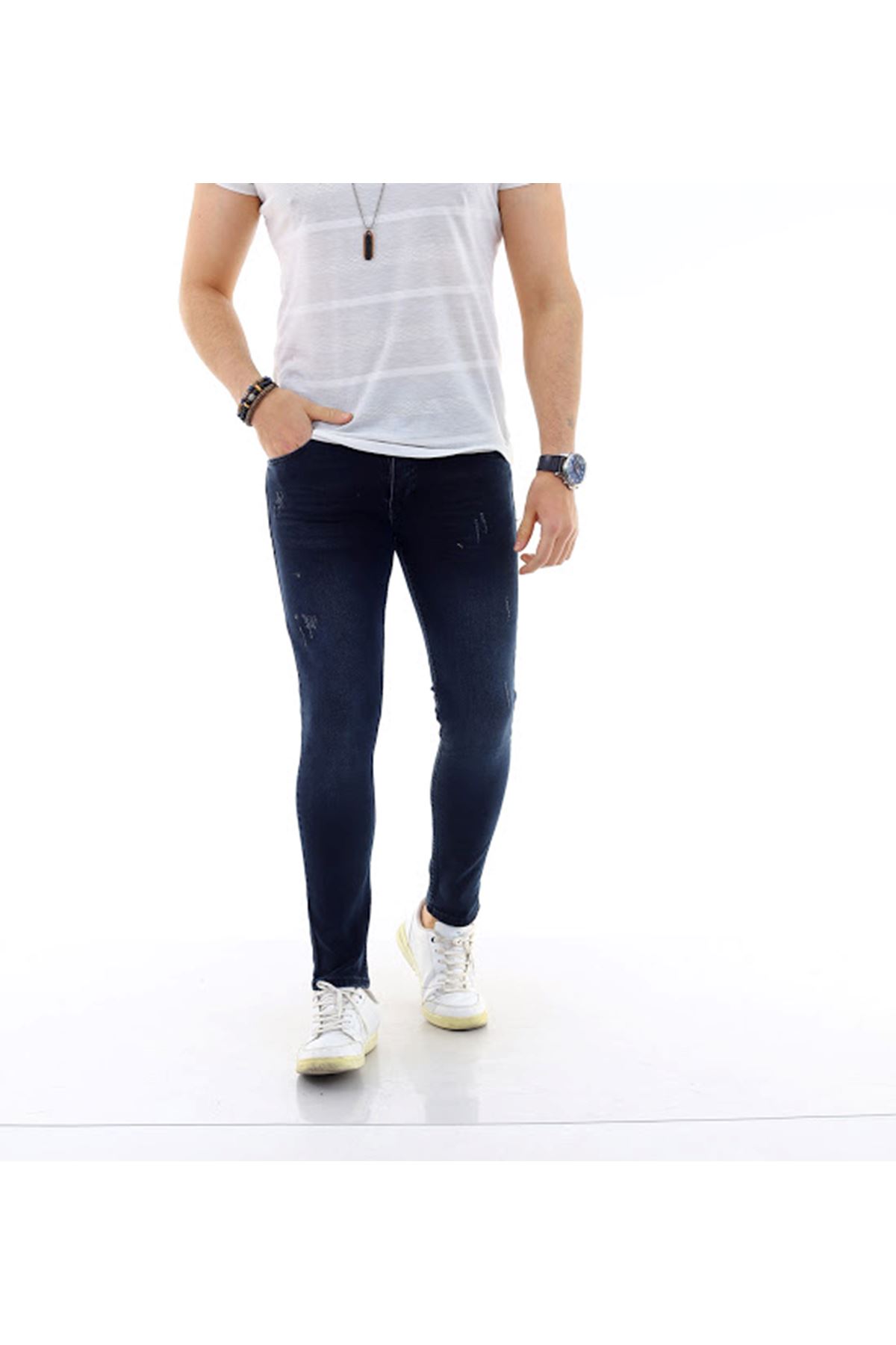 Erkek Y. Tint Slim Denim Jeans Kot Ceket + Y. Tint Lazer Tırnaklı Denim Jean Pantolon